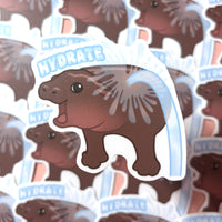 [WATERPROOF] Hydrate Pygmy Hippo Meme Vinyl Sticker Decal