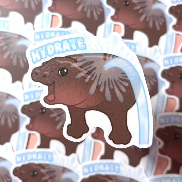 [WATERPROOF] Hydrate Pygmy Hippo Meme Vinyl Sticker Decal