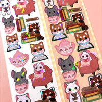 Cozy Reading Korean Holographic Polco Stickers