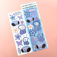 Blue Y2K Korean Holographic Polco Stickers