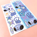 Blue Y2K Korean Holographic Polco Stickers