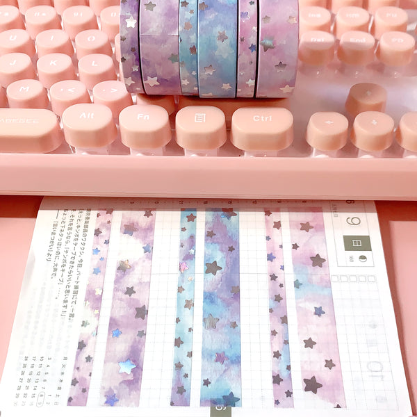 Washi Tape - 15mm/7mm Soft Galaxy Purple Moonlight Foiled Washi Tape S –  Parasol Paper Co