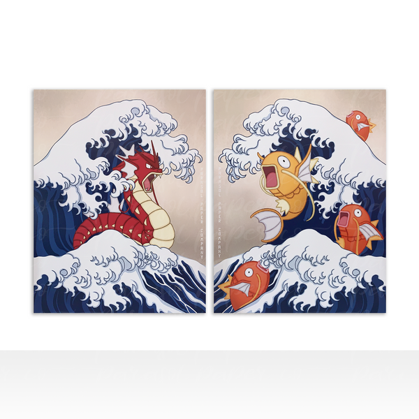 The Great Wave Shiny Gyarados and Magikarp Japanese Art - 14 x 11 la –  Parasol Paper Co