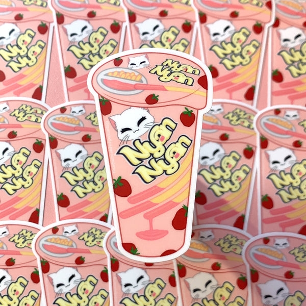 [WATERPROOF] Mochi Nyan Nyan Strawberry Yan Yan Vinyl Sticker Decal